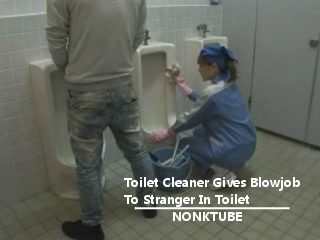 NONKTUBE :: Toilet Cleaner Gives Blowjob To Stranger In Toilet